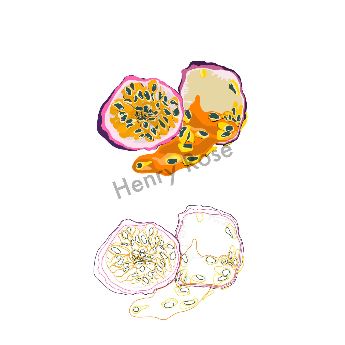 Illustration "Fruits & Légumes" - Fruit de la passion Duo