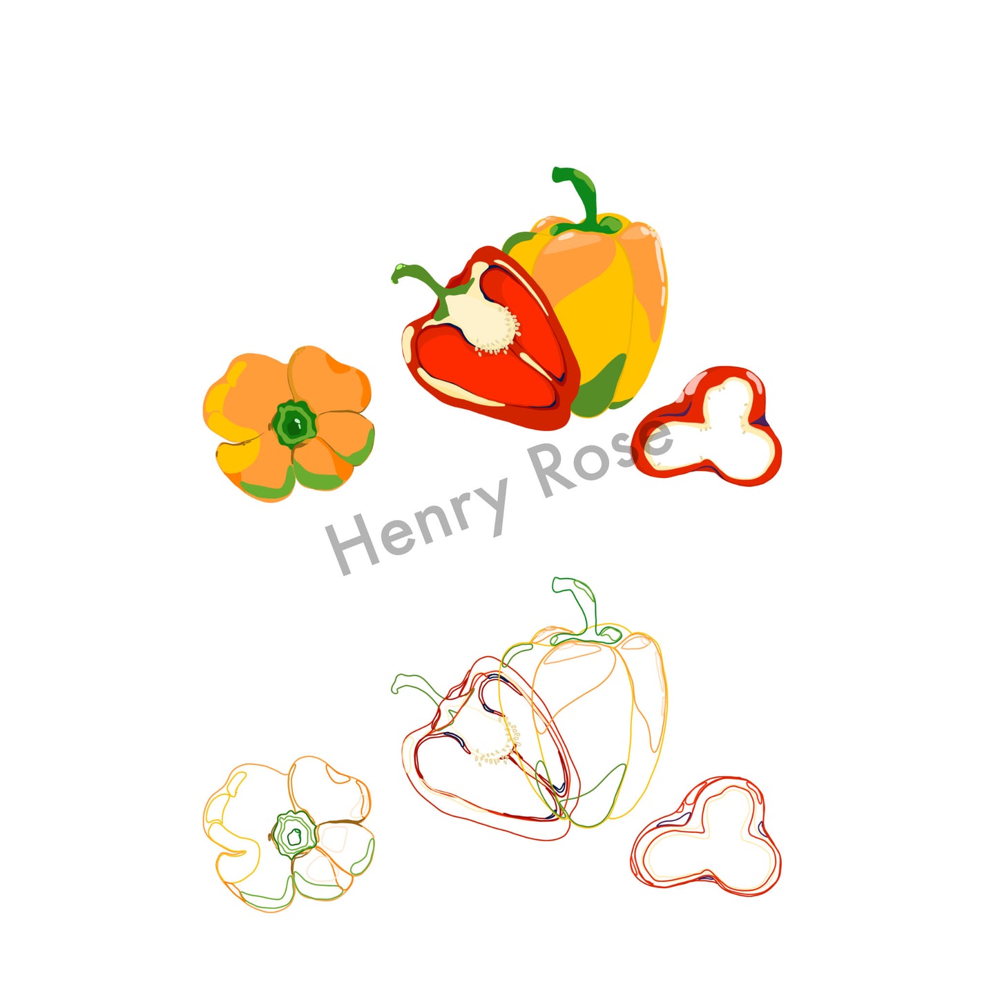 Illustration "Fruits & Légumes" - Poivron Duo