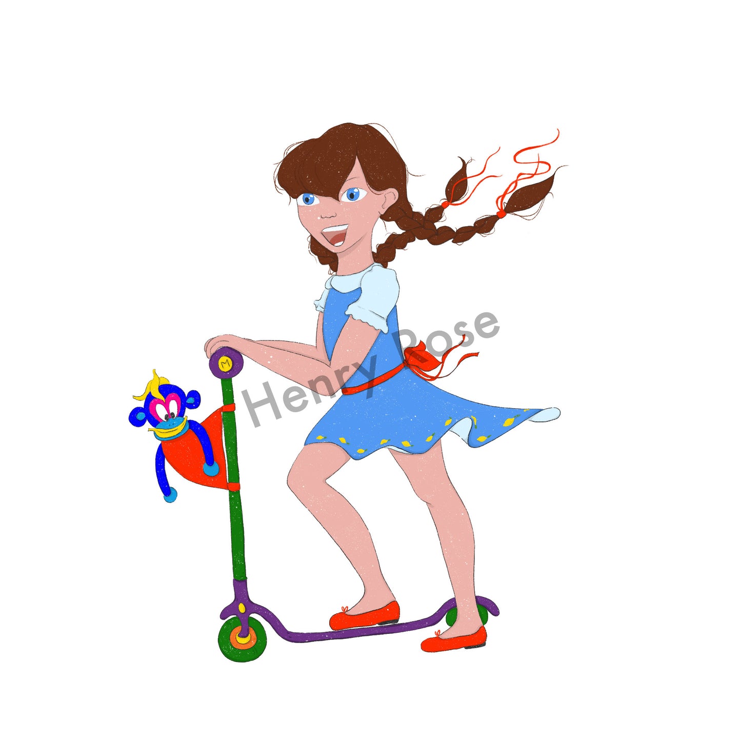 Illustration "Mila fait la trottinette"