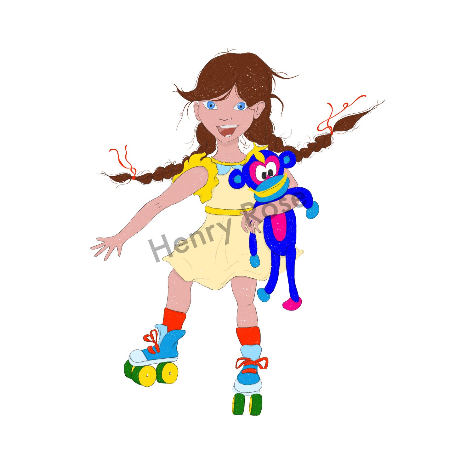 Illustration "Mila fait du roller"