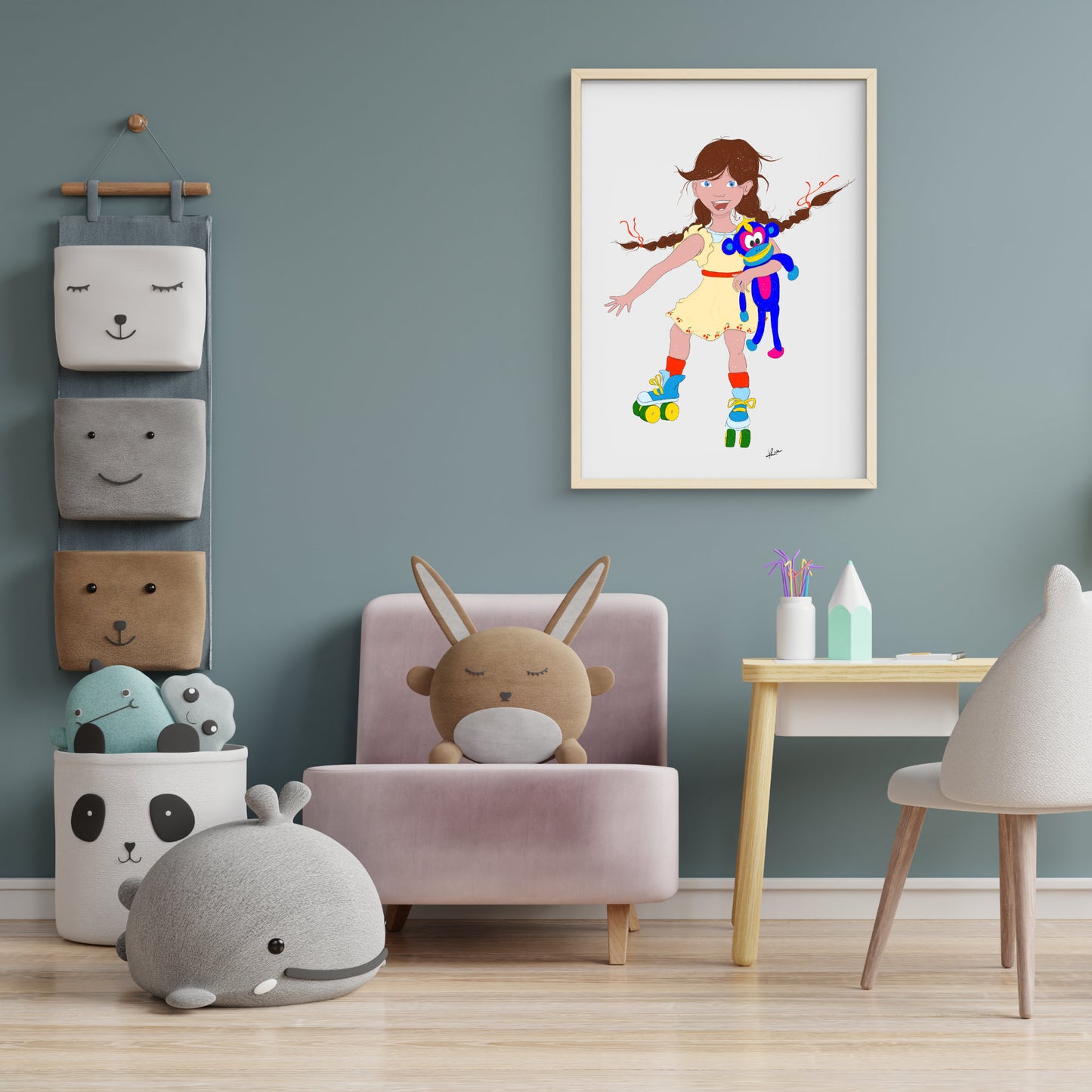 Illustration "Mila fait du roller"