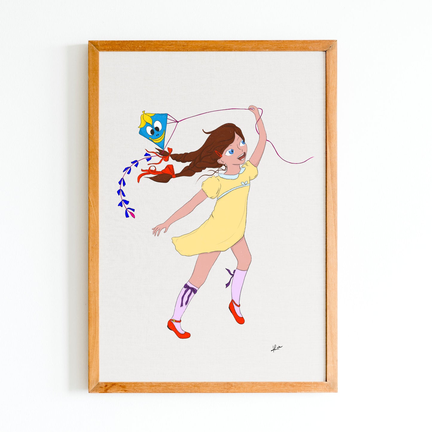 Illustration "Mila fait du cerf-volant"