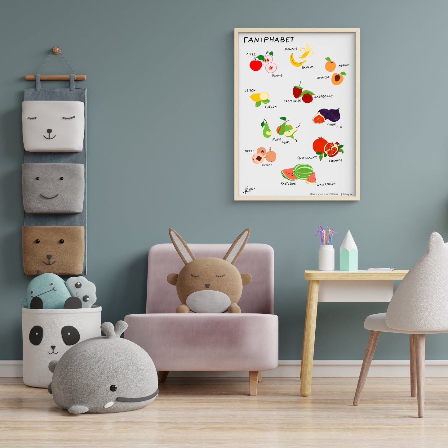 Illustration faniPhabet "Fruits I" (FR/ENG)