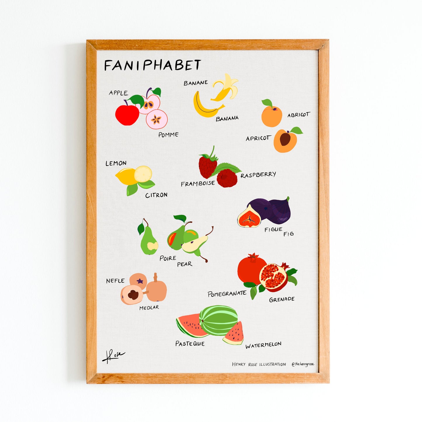 Illustration faniPhabet "Fruits I" (FR/ENG)