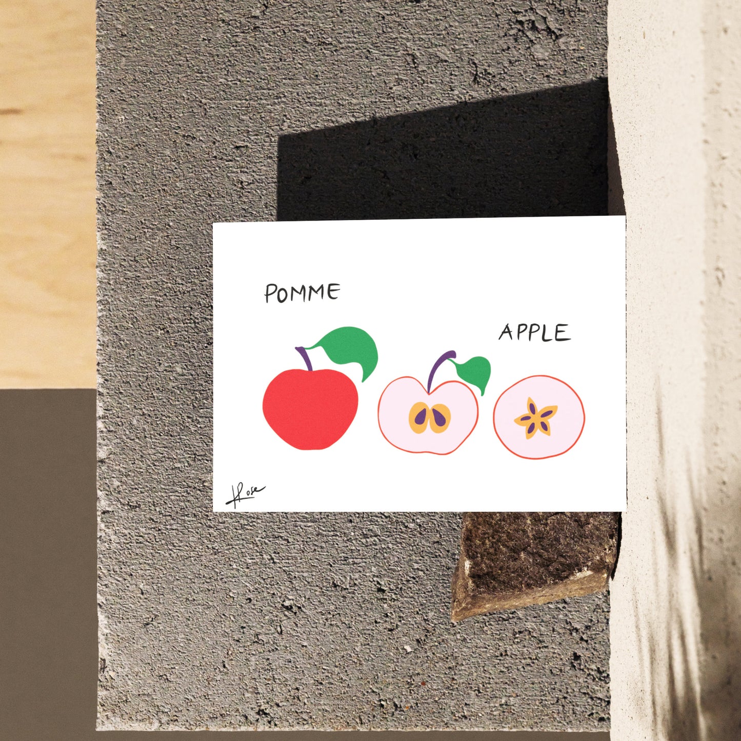 Carte postale faniPhabet "Pomme"
