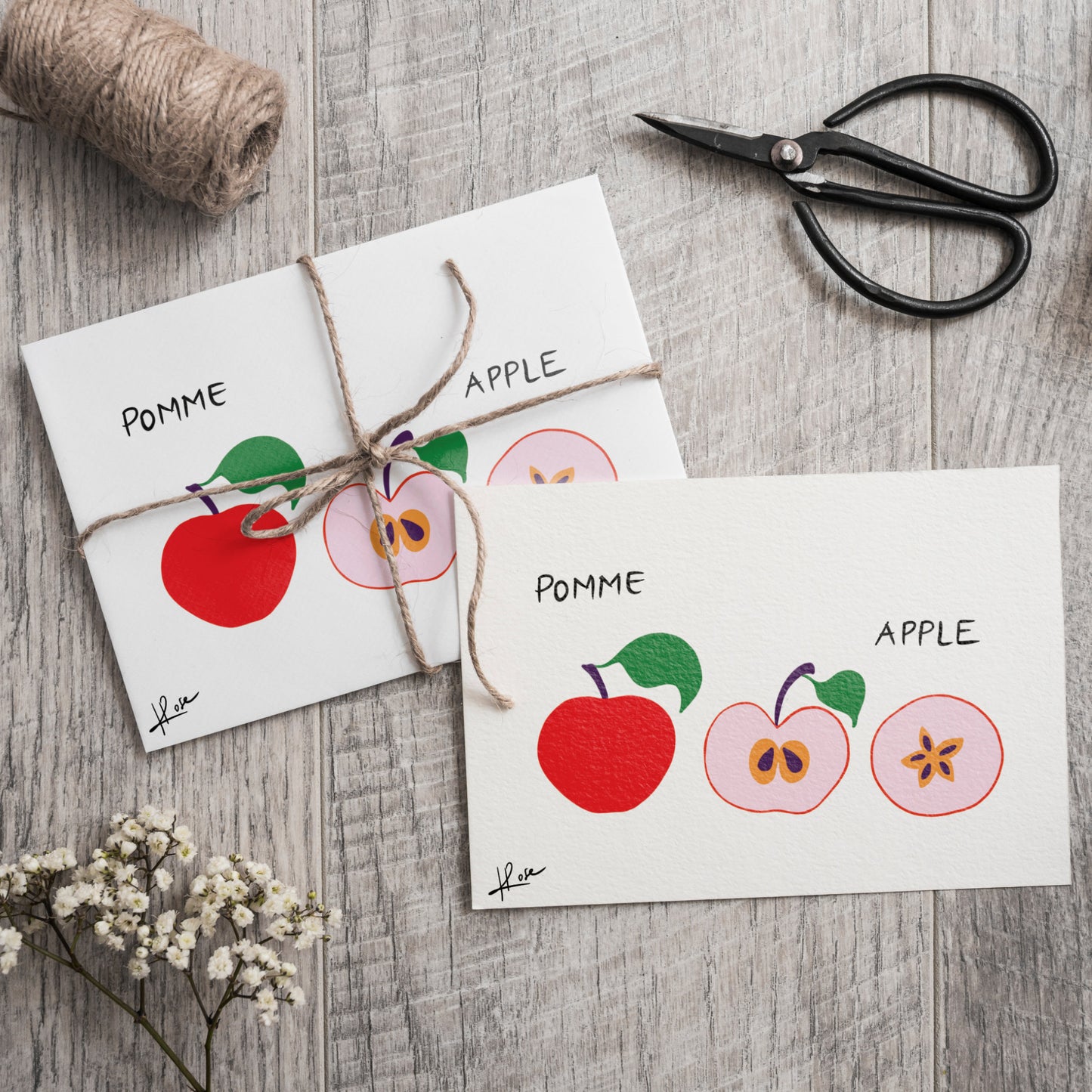 Carte postale faniPhabet "Pomme"