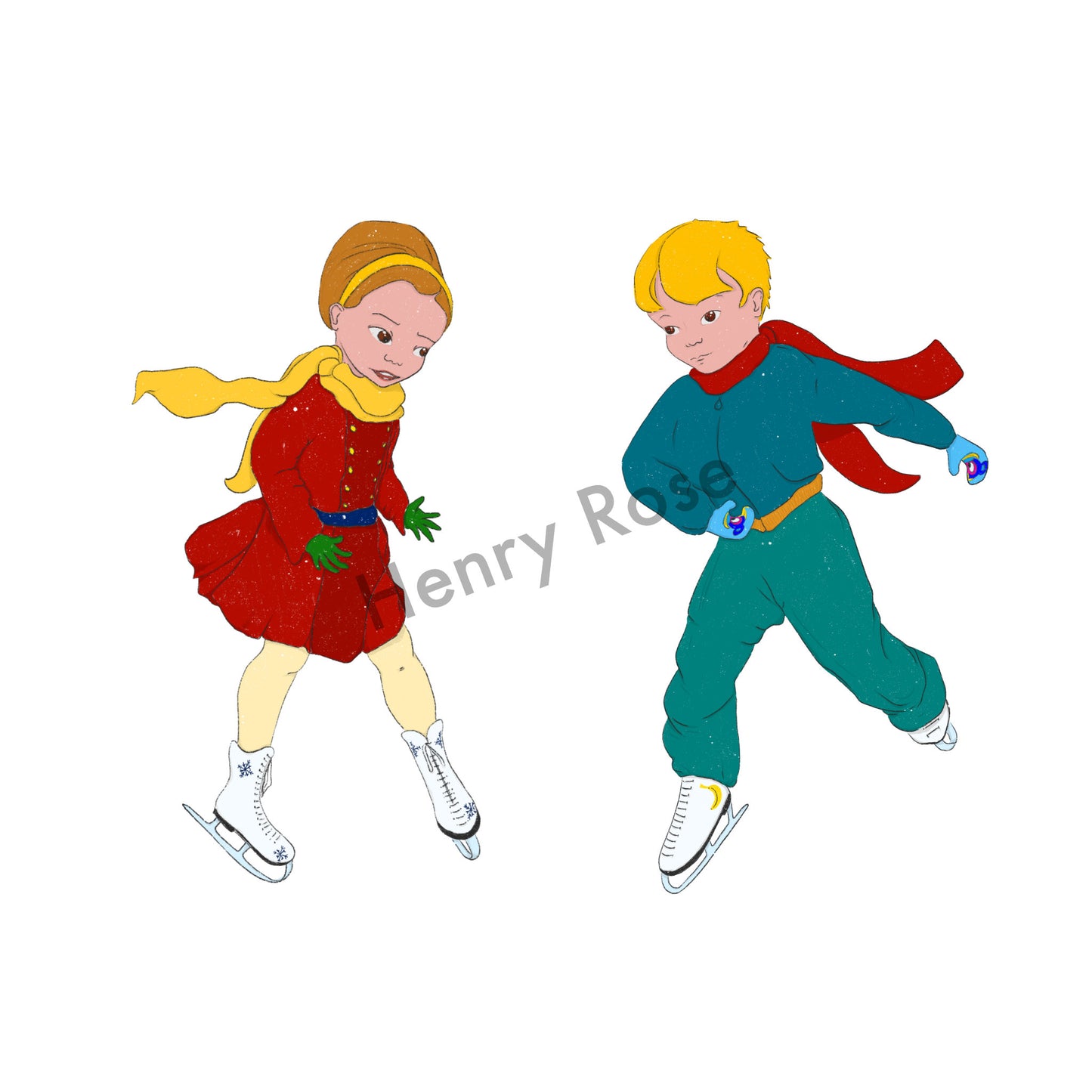 Illustration "Sophie et Paul - les patineurs sur glace"