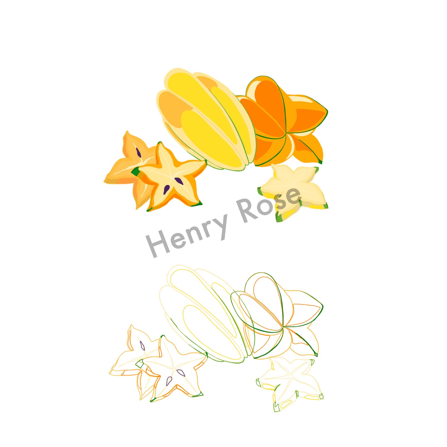 Illustration "Fruits & Légumes" - Carambole Duo