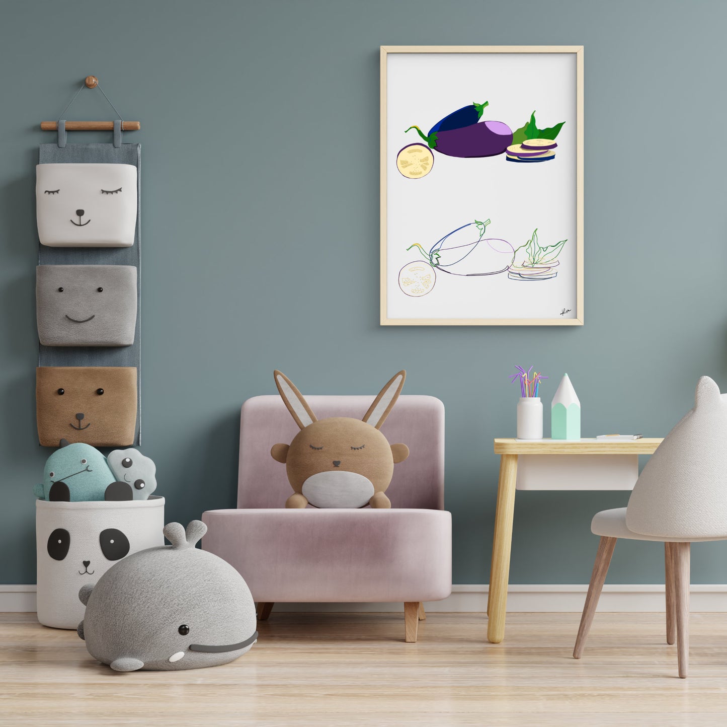Illustration "Fruits & Légumes" - Aubergine Duo