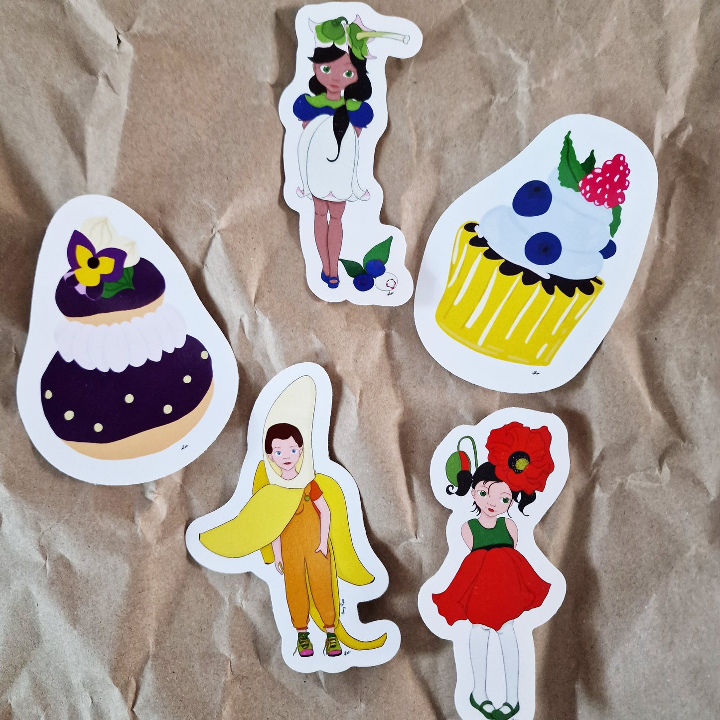 Lot de 5 Stickers "Flowergirls & Boy"