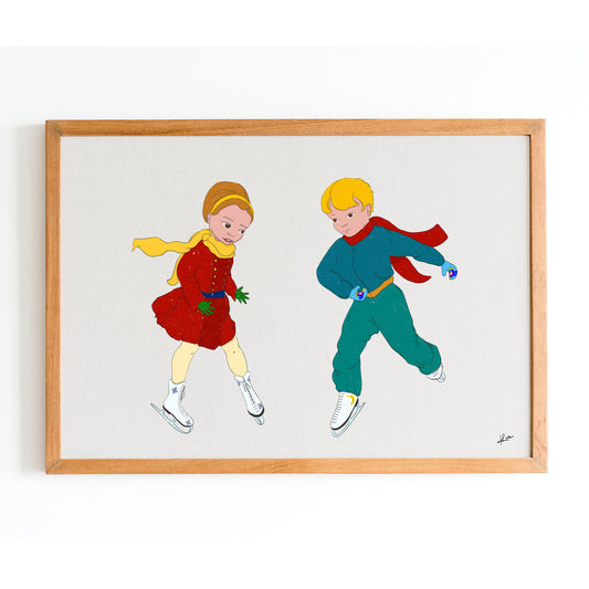 Illustration "Sophie et Paul - les patineurs sur glace"