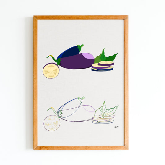 Illustration "Fruits & Légumes" - Aubergine Duo
